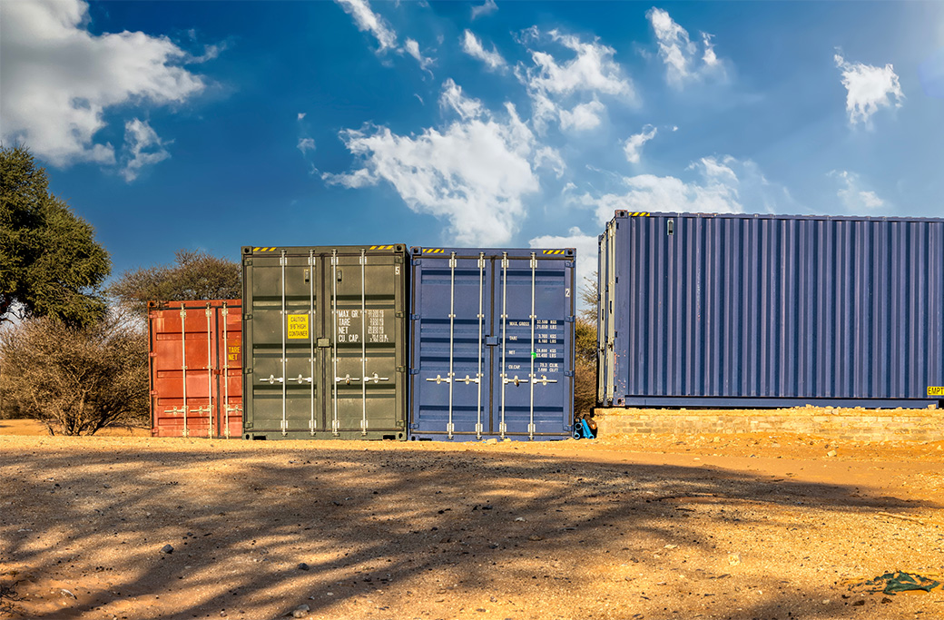 construction site showing containers onsite.